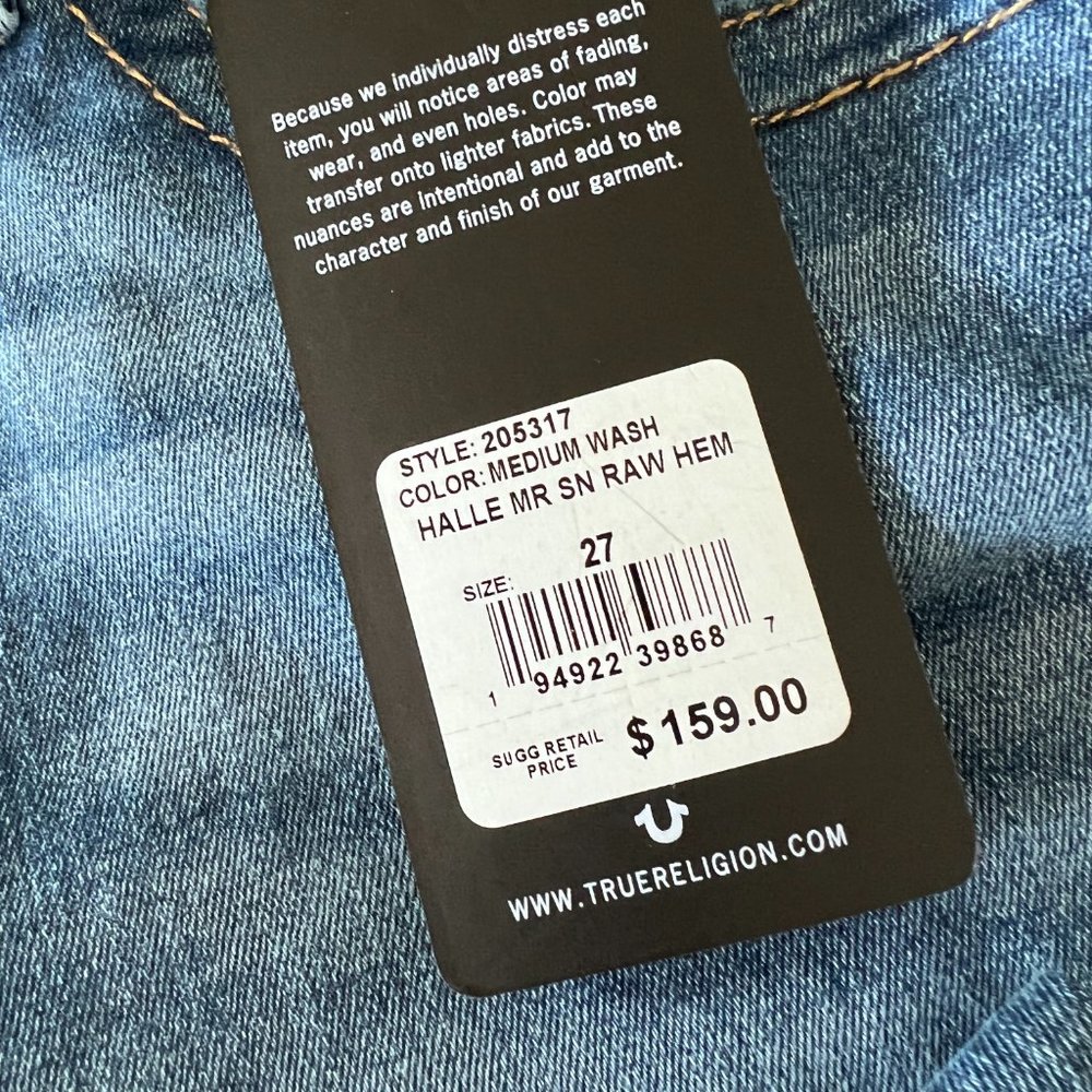 TRUE RELIGION Women's "Halle" Raw Hem Skinny Crop Jeans 27 NWT - Picture 5 of 11